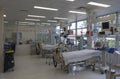 Intensive care unit in hospital, beds with monitors, ventilators, a place where can be  treated patients with pneumonia caused by Royalty Free Stock Photo