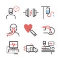 Intensive Care Unit. ICU line icons. Hospital department. Health center. Vector sign for web graphics. Royalty Free Stock Photo