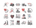 Intensive Care Unit. ICU line icons. Hospital department. Health center. Vector sign for web graphics. Royalty Free Stock Photo