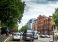 Intensive traffic on one of the streets at Westminster district. London