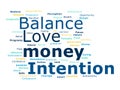 Intention Balance Love money wordcloud design concept Royalty Free Stock Photo