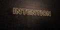 INTENTION -Realistic Neon Sign on Brick Wall background - 3D rendered royalty free stock image Royalty Free Stock Photo