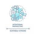 Intentional prospecting turquoise concept icon