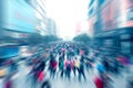 Intentionally zoomed blurred image of city commuters walking in Shanghai. Royalty Free Stock Photo