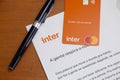 Inter bank logo credit card and Mastercard brand Royalty Free Stock Photo