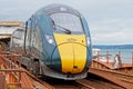 Inter city train leaving the station at Dawlish Royalty Free Stock Photo