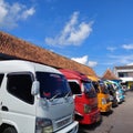 inter-city vehicles parked neatly at the terminal