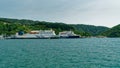 Inter island Cook Strait ferry terminal with Interislander and Bluebridge ferries, Picton, New Zealand Royalty Free Stock Photo