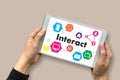 Interact Communicate Businessman working Connect Social Media So