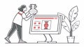 Interacting with smart home system on computer for automation, vector design Generative AI Royalty Free Stock Photo
