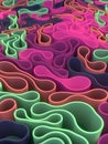 Interaction of flexible elastic forms. Abstract art background 3d rendering