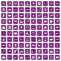 100 interaction icons set grunge purple