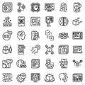 Interaction icons set, outline style