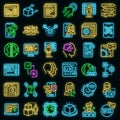 Interaction icons set vector neon