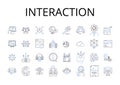 Interaction line icons collection. Communication, Collaboration, Connection, Engagement, Participation, Cooperation Royalty Free Stock Photo