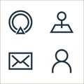interaction line icons. linear set. quality vector line set such as user profile, email, map pointer Royalty Free Stock Photo