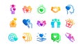 Friendship and love icons. Interaction, Mutual understanding and assistance business. Classic set. Vector