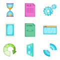 Interaction program icons set, cartoon style Royalty Free Stock Photo
