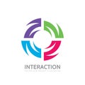 Interaction - vector logo template concept illustration. Alliance creative sign. Abstract shape symbol. Four color design element.