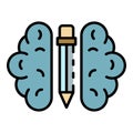 Interactive brain learning icon color outline vector