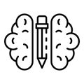 Interactive brain learning icon, outline style