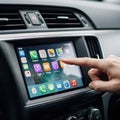 Interactive car infotainment system with touchscreen interface Royalty Free Stock Photo