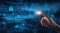 Interactive cybersecurity interface with data encryption Royalty Free Stock Photo