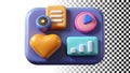 Social media icons network and communication for digital platforms png transparent image Generative AI