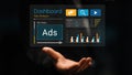 Interactive dashboard for ads analysis showcasing data visualization, graphs, charts, and metrics for digital marketing Royalty Free Stock Photo