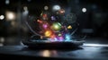 Interactive dashboard displaying colorful lights tech lab digital art futuristic environment close-up innovation
