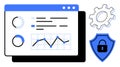 Data Analytics Dashboard with Chart, Statistics, and Security Features Royalty Free Stock Photo