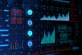Interactive data analysis interface with graphs and metrics. Royalty Free Stock Photo