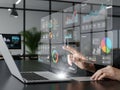 Interactive data visualization on laptop screen Royalty Free Stock Photo