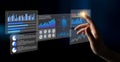 Interactive Data Visualization with Touchscreen Interface for Dashboard Analysis and Dynamic Insights in Business Royalty Free Stock Photo