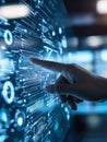 Interactive digital interface with futuristic holographic data display