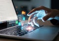 Interactive digital interface on laptop Royalty Free Stock Photo