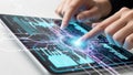 Interactive digital network interface on tablet device Royalty Free Stock Photo