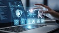Interactive digital security interface on laptop screen Royalty Free Stock Photo
