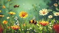 An interactive educational game where players must match different types of flowers to the bees that pollinate them. Royalty Free Stock Photo