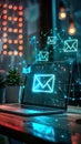 Interactive email interface projected from a notebook the edge of virtual messaging