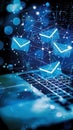 Interactive email interface projected from a notebook the edge of virtual messaging
