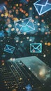Interactive email interface projected from a notebook the edge of virtual messaging