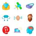 Interactive game icons set, cartoon style