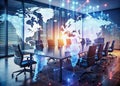 Interactive Global Conference Room Immersive Hologram World Map and Coding Interface for Virtual Collaboration