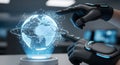 Interactive globe with haptic glove Royalty Free Stock Photo