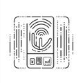 interactive icon, straightforward style, screen featuring touch buttons, representing digital technology, user