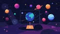 An interactive installation that projects visuals of celestial bodies and constellations responding in realtime to the