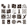 Interactive Kids Games Glyph Icons Set Vector