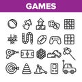 Interactive Kids Games Vector Thin Line Icons Set
