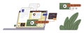 Interactive Laptop Displaying Multimedia Content and Coding Elements for Creative Web Development Royalty Free Stock Photo